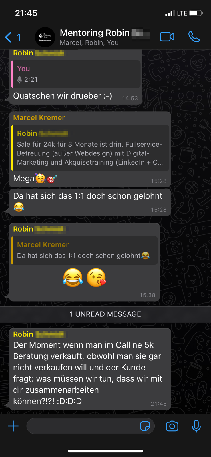 Kundenergebnis der Agentur Consulting (Alexander Heeg, Heeg Consulting GmbH) – Screenshot aus der privaten Kunden-Community