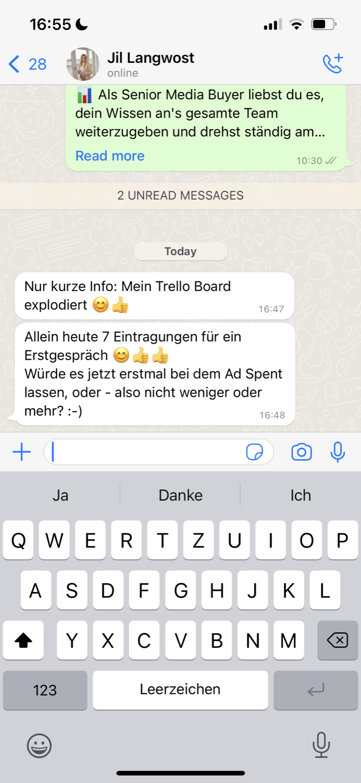 Kundenergebnis der Agentur Consulting (Alexander Heeg, Heeg Consulting GmbH) – Screenshot aus der privaten Kunden-Community