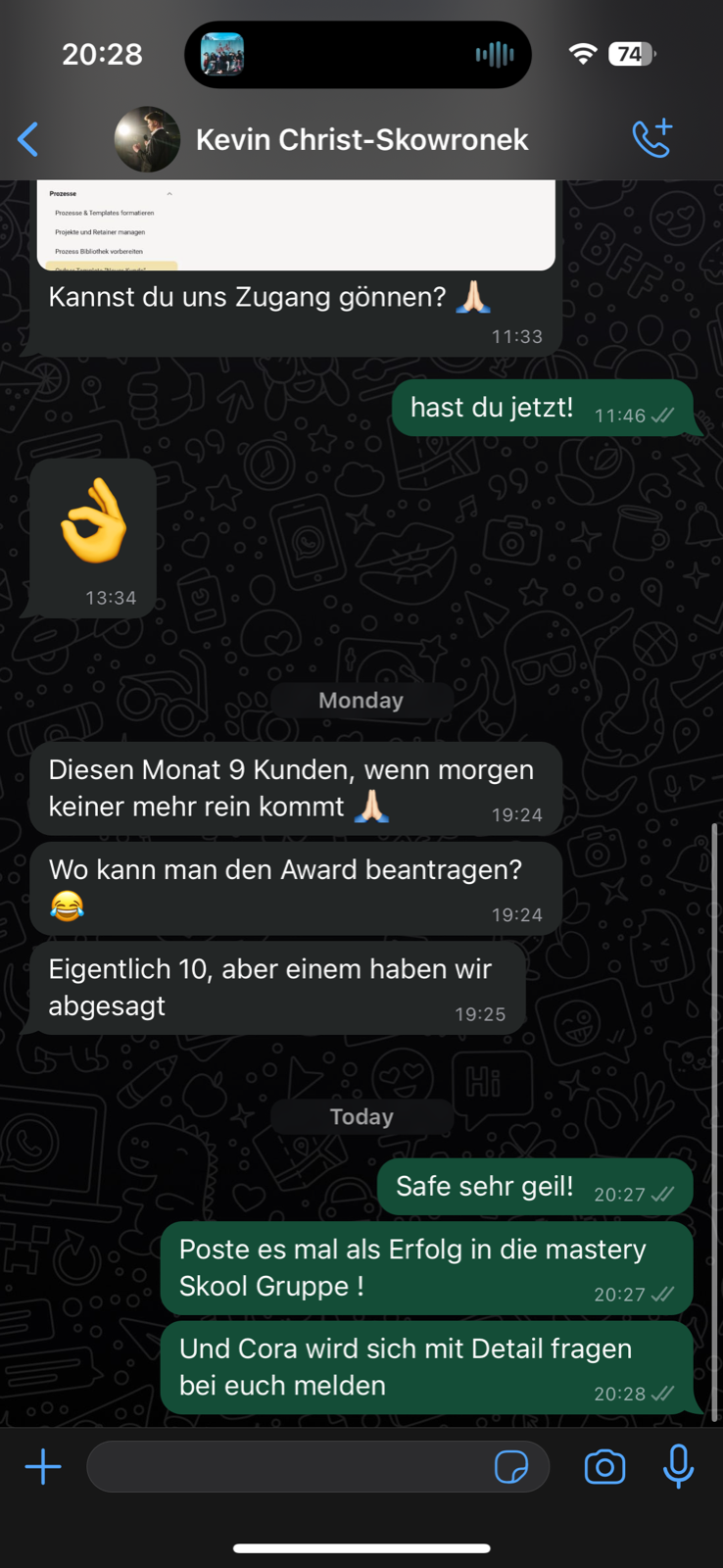 Kundenergebnis der Agentur Consulting (Alexander Heeg, Heeg Consulting GmbH) – Screenshot aus der privaten Kunden-Community