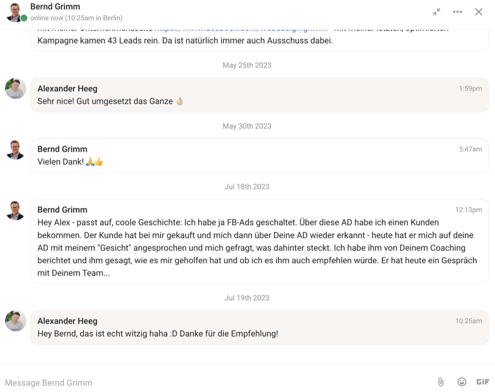 Kundenergebnis der Agentur Consulting (Alexander Heeg, Heeg Consulting GmbH) – Screenshot aus der privaten Kunden-Community