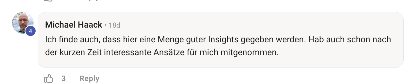 Kundenergebnis der Agentur Consulting (Alexander Heeg, Heeg Consulting GmbH) – Screenshot aus der privaten Kunden-Community