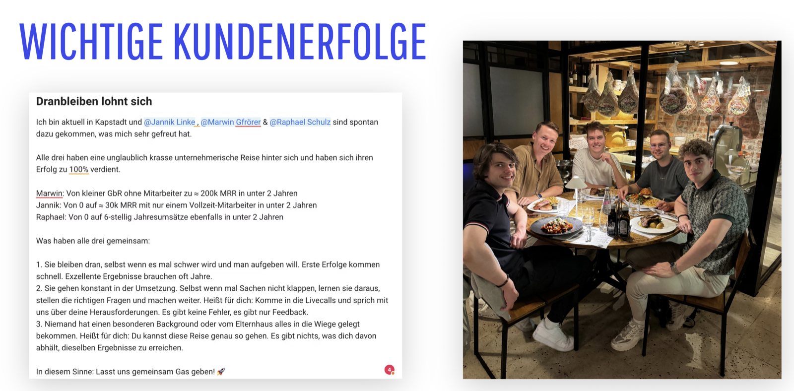 Kundenergebnis der Agentur Consulting (Alexander Heeg, Heeg Consulting GmbH) – Screenshot aus der privaten Kunden-Community