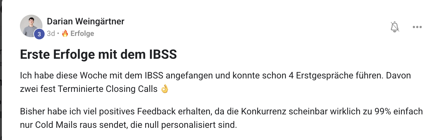 Kundenergebnis der Agentur Consulting (Alexander Heeg, Heeg Consulting GmbH) – Screenshot aus der privaten Kunden-Community