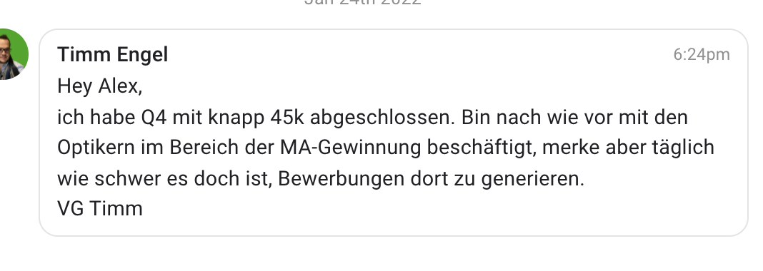 Kundenergebnis der Agentur Consulting (Alexander Heeg, Heeg Consulting GmbH) – Screenshot aus der privaten Kunden-Community
